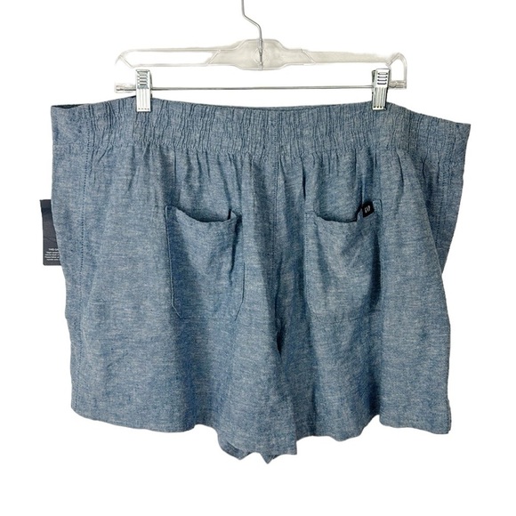 GAP Women's XXL Linen Short Blue Pull On Pockets High Waist NWT - Picture 3 of 14